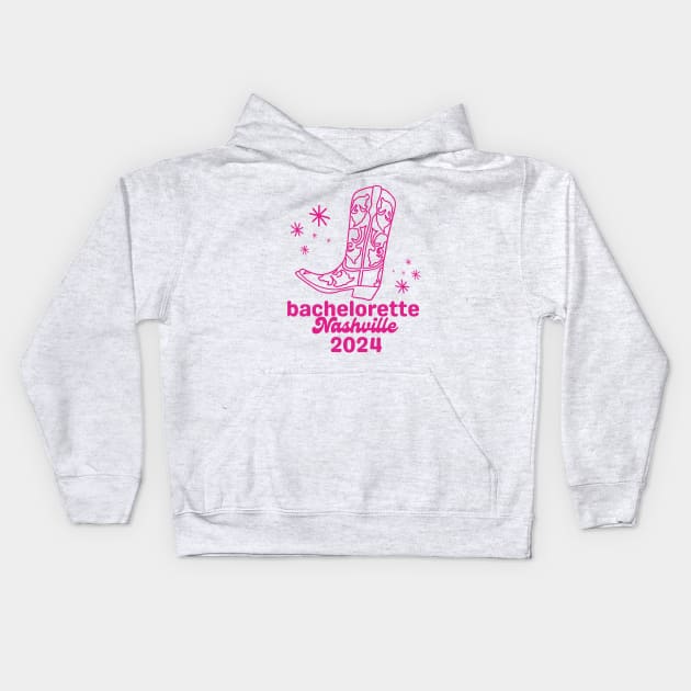 Cute, Pink Nashville Bachelorette Party 2024 Kids Hoodie by The Sparkle Report